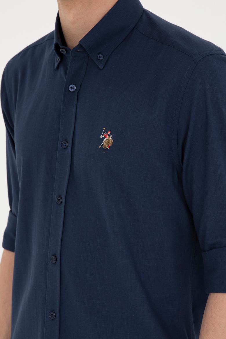 Erkek Lacivert Uzun Kollu Basic Gömlek - 50282588031