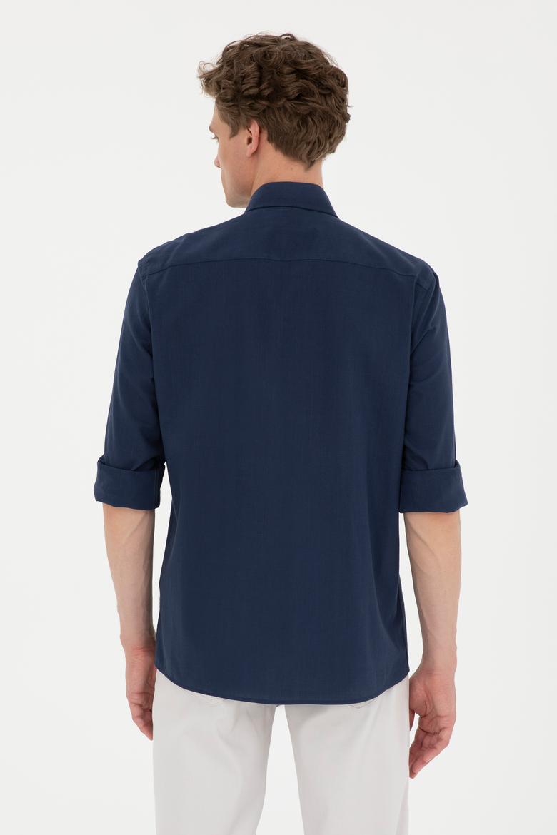 Erkek Lacivert Uzun Kollu Basic Gömlek - 50282588031