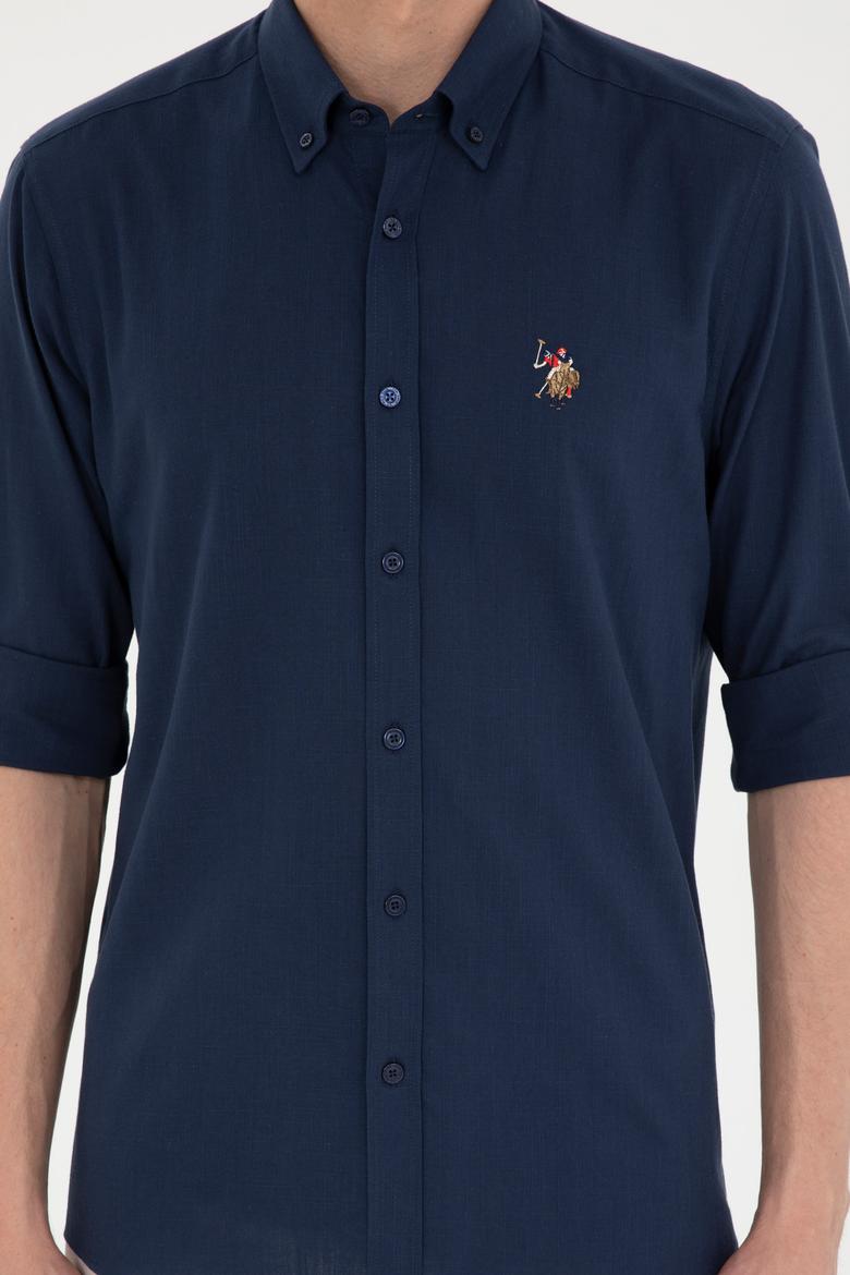 Erkek Lacivert Uzun Kollu Basic Gömlek - 50282588031