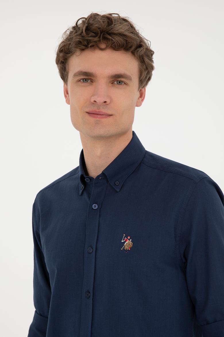 Erkek Lacivert Uzun Kollu Basic Gömlek - 50282588031