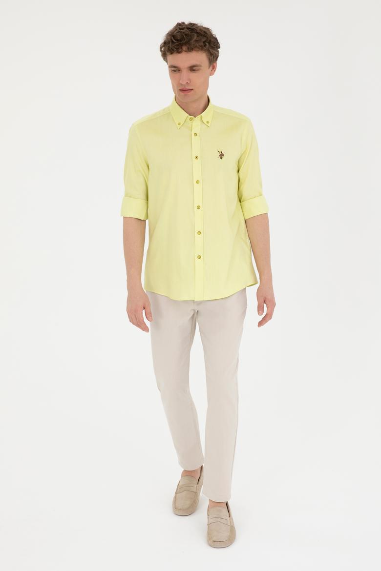 Erkek Fıstık Yeşili Uzun Kollu Basic Gömlek - 50282610166