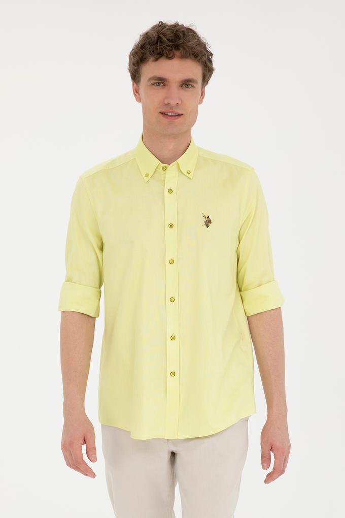 Erkek Fıstık Yeşili Uzun Kollu Basic Gömlek