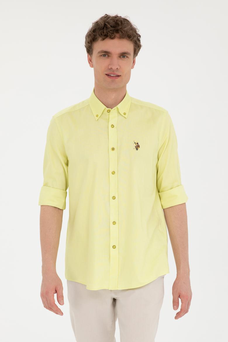 Erkek Fıstık Yeşili Uzun Kollu Basic Gömlek