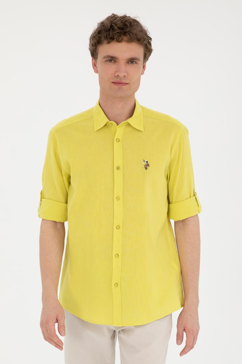 Erkek Fıstık Yeşili Uzun Kollu Basic Gömlek