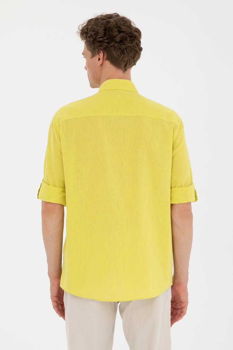 Erkek Fıstık Yeşili Uzun Kollu Basic Gömlek - 50284297130