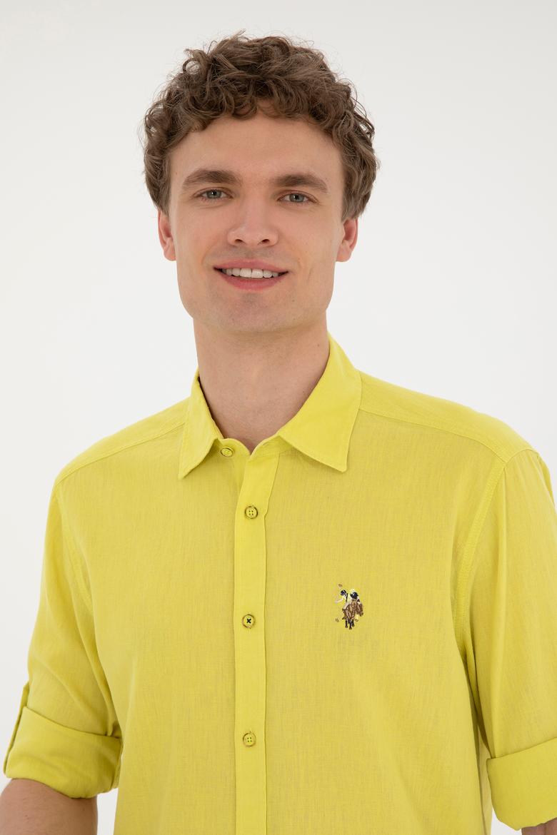 Erkek Fıstık Yeşili Uzun Kollu Basic Gömlek - 50284297130