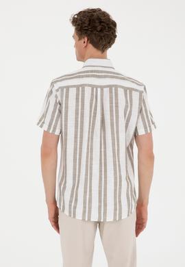 Erkek Haki Kısa Kollu Gömlek - 50288297007