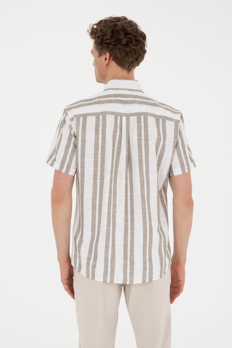 Erkek Haki Kısa Kollu Gömlek - 50288297007