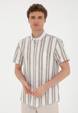 Erkek Haki Kısa Kollu Gömlek - 50288297007