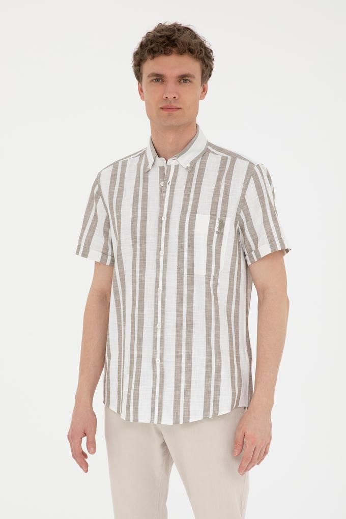 Erkek Haki Kısa Kollu Gömlek