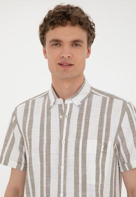 Erkek Haki Kısa Kollu Gömlek - 50288297007