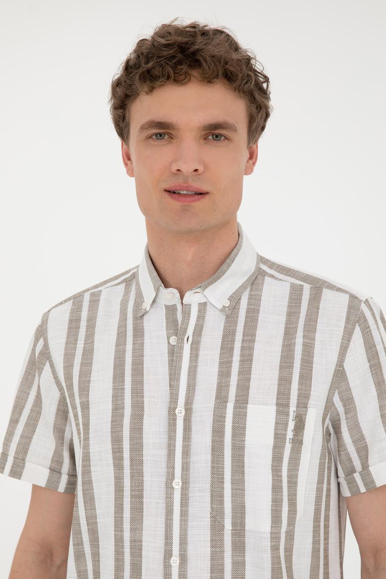 Erkek Haki Kısa Kollu Gömlek - 50288297007