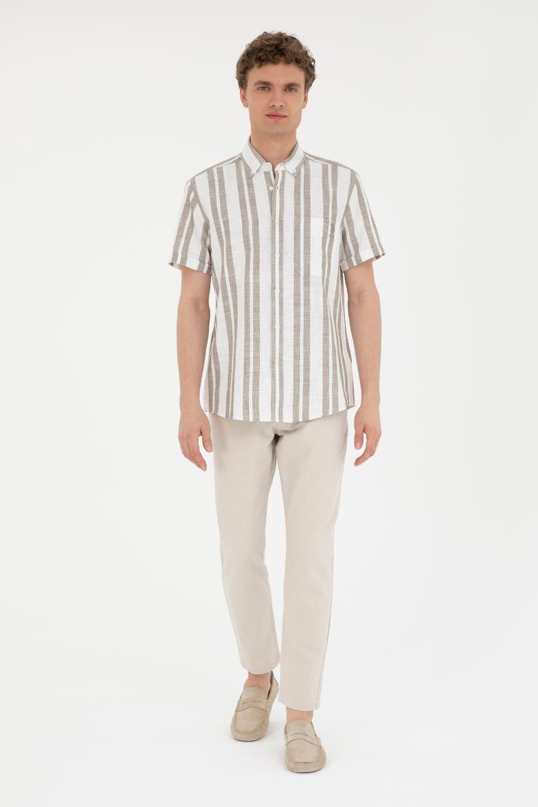 Erkek Haki Kısa Kollu Gömlek - 50288297007