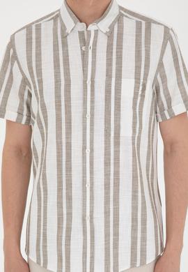 Erkek Haki Kısa Kollu Gömlek - 50288297007