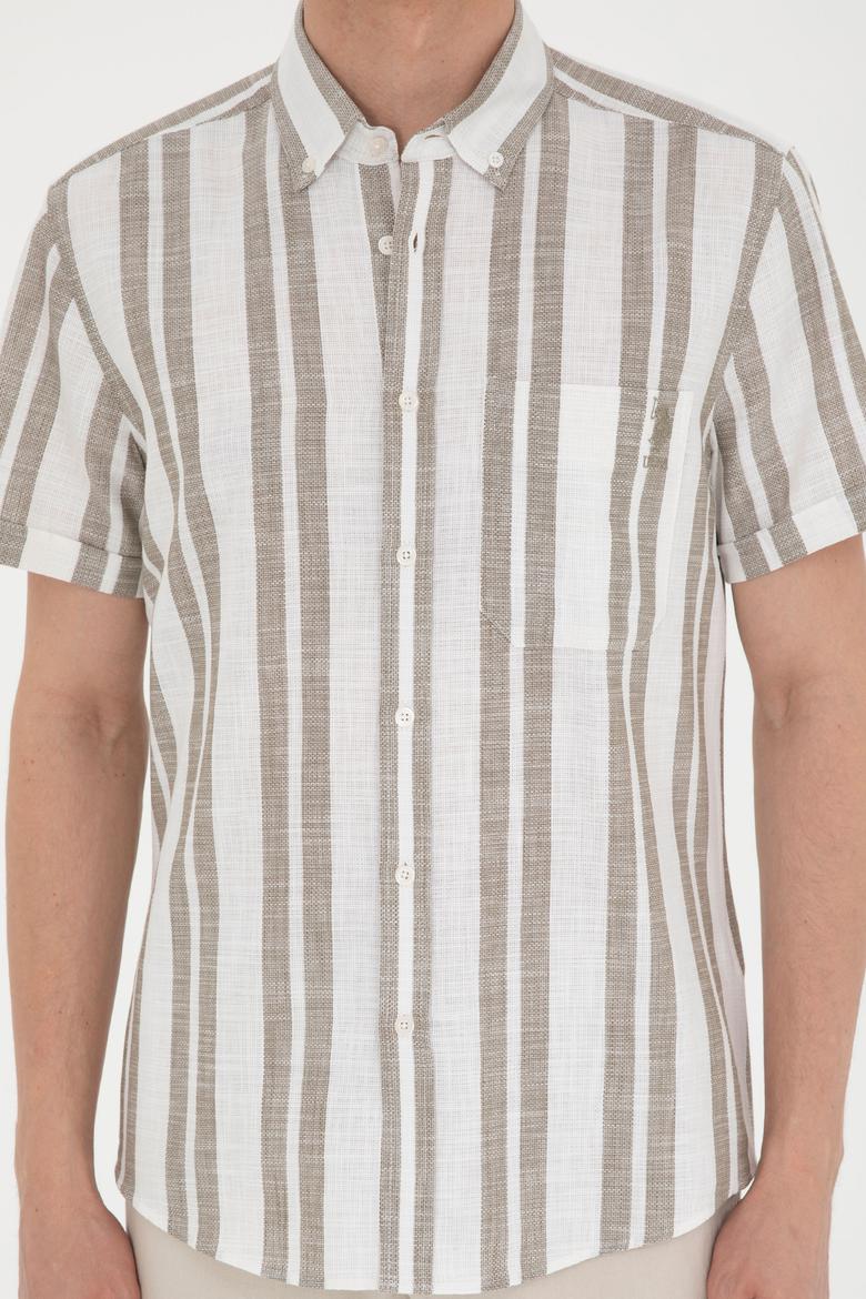 Erkek Haki Kısa Kollu Gömlek - 50288297007