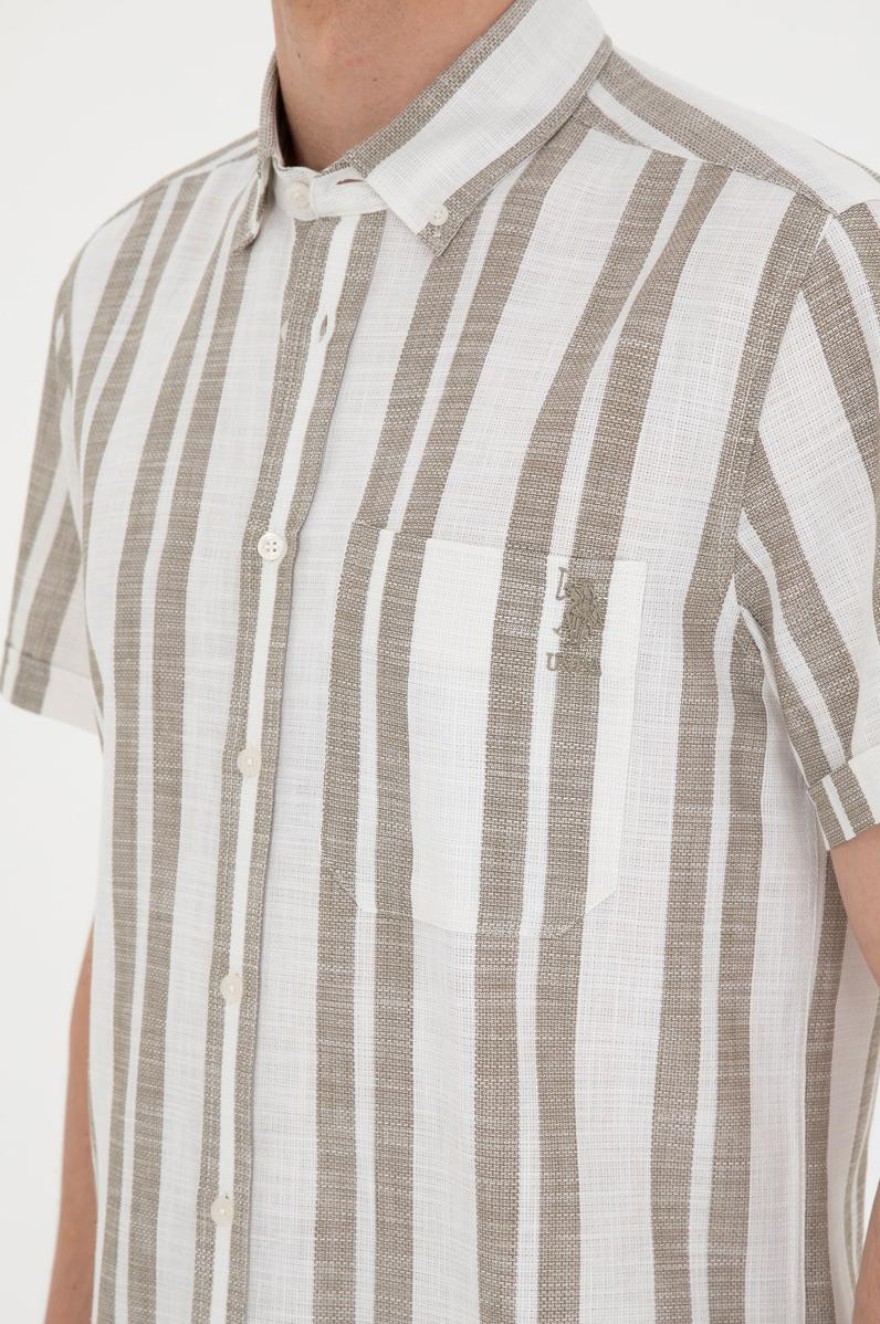 Erkek Haki Kısa Kollu Gömlek