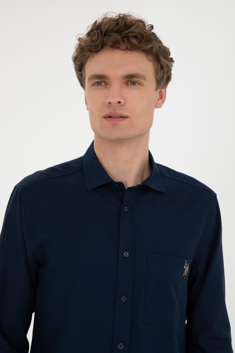 Erkek Lacivert Uzun Kollu Gömlek