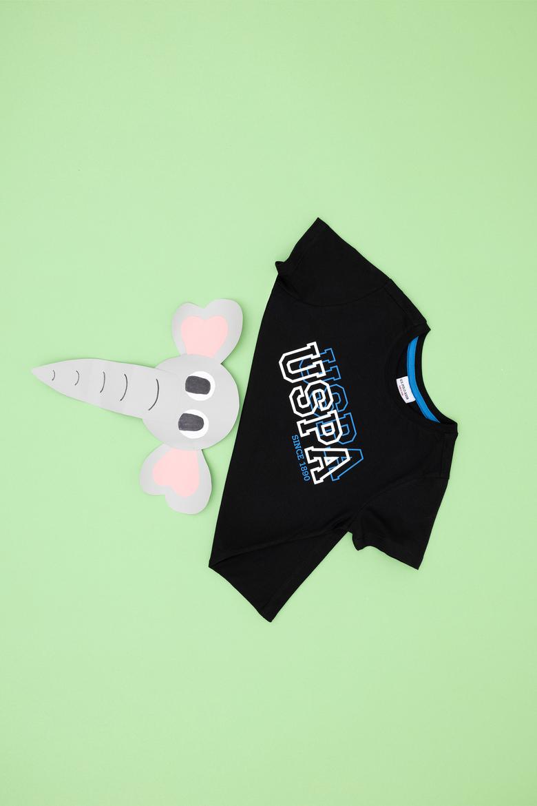 Erkek Çocuk Siyah Basic Bisiklet Yaka Tişört