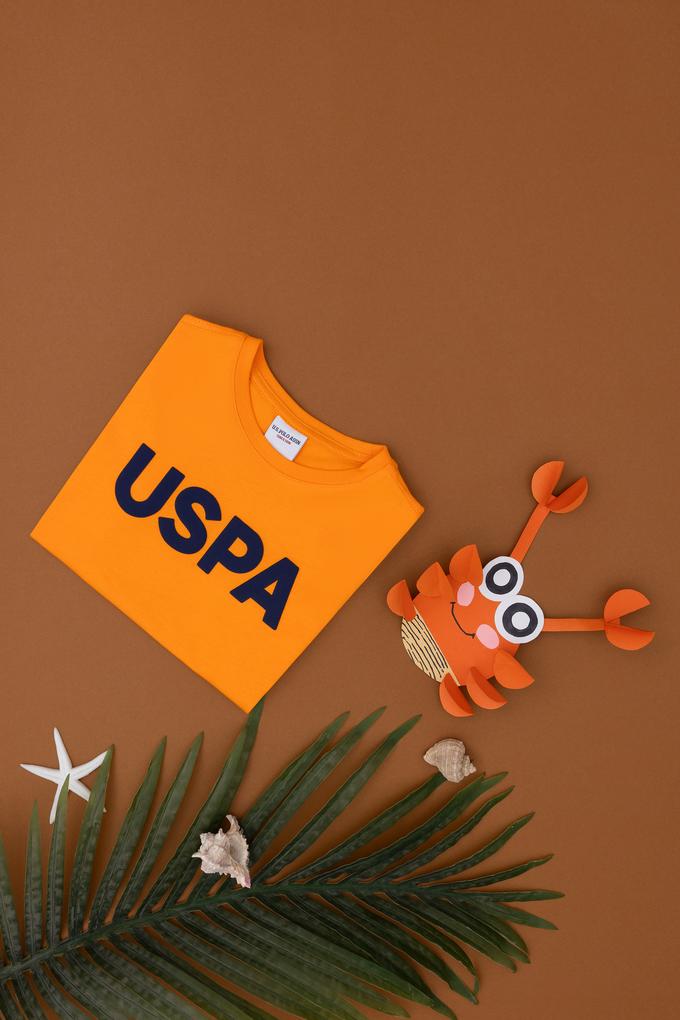 Erkek Çocuk Turuncu Basic Bisiklet Yaka Tişört