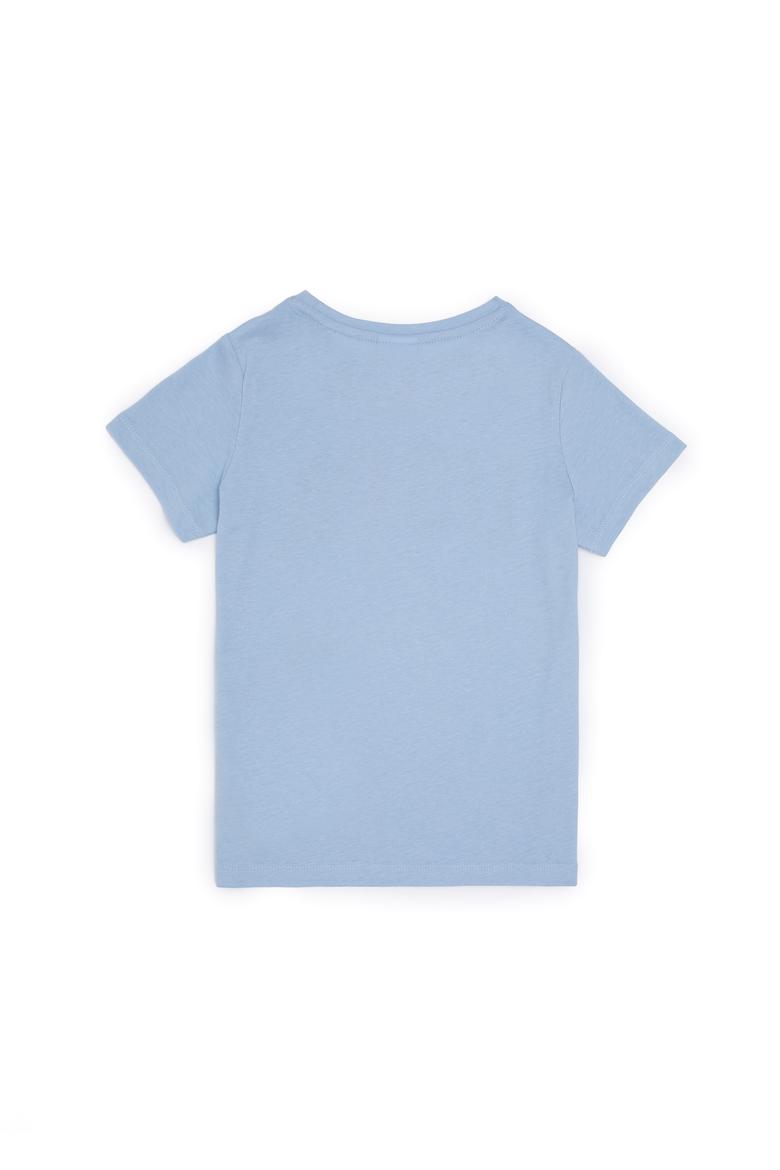 Kız Çocuk Açık Mavi Bisiklet Yaka Basic Tişört - 50283360112