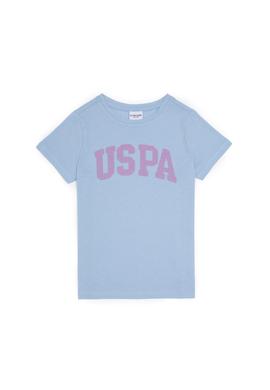 Kız Çocuk Açık Mavi Bisiklet Yaka Basic Tişört - 50283360112