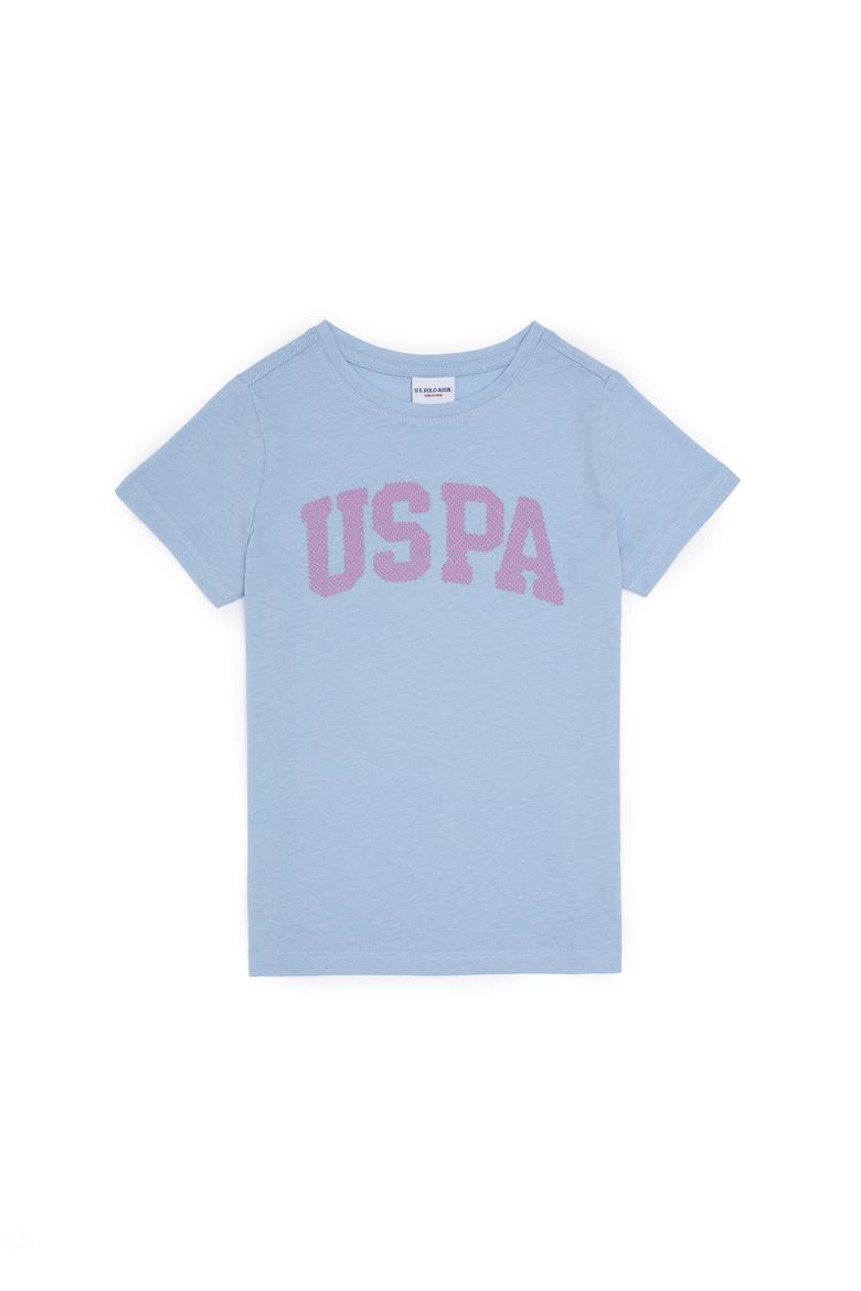 Kız Çocuk Açık Mavi Bisiklet Yaka Basic Tişört - 50283360112