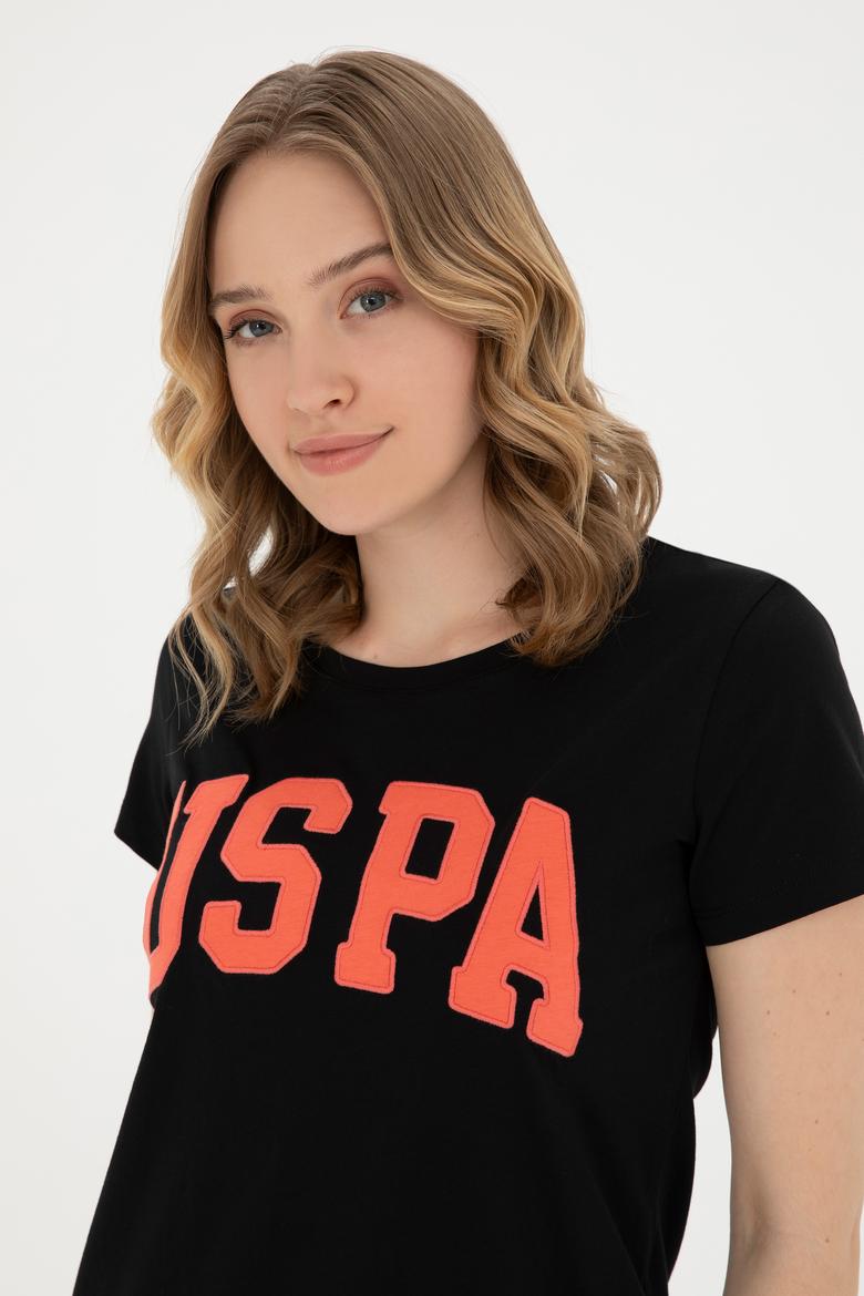 Kadın Siyah Bisiklet Yaka Basic Tişört - 50280036054