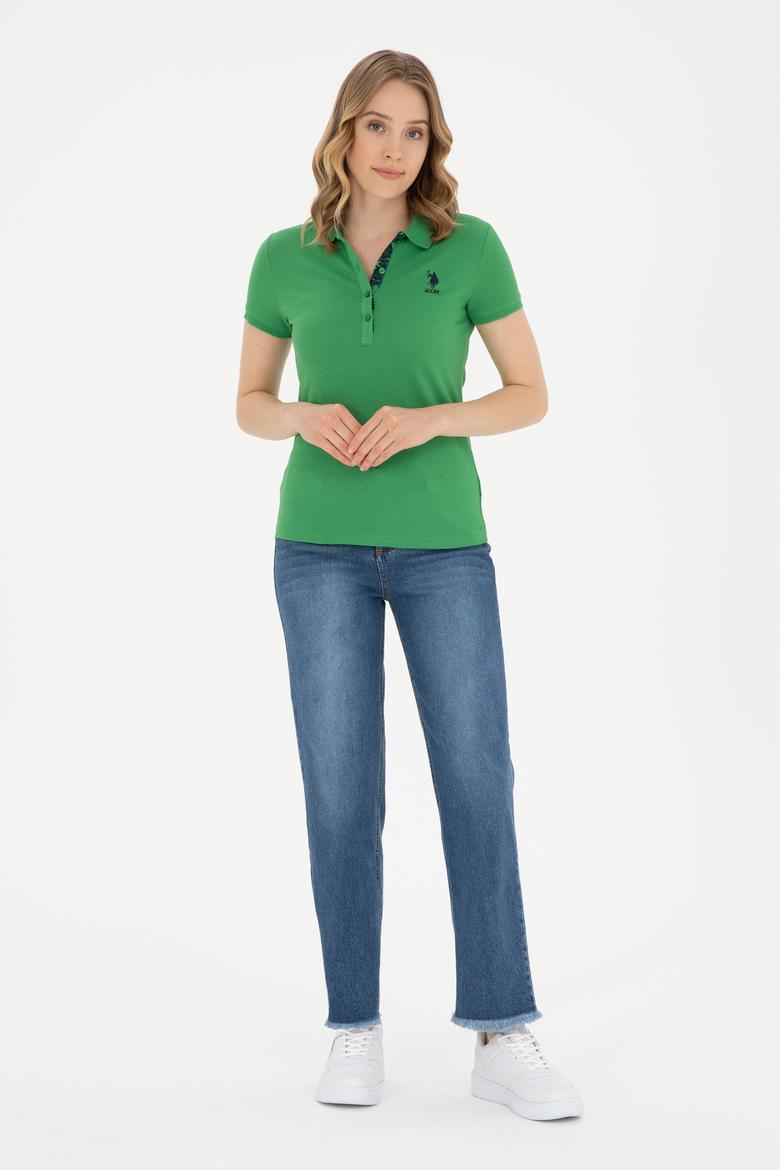 Kadın Yeşil Basic Polo Yaka Tişört - 50280060084