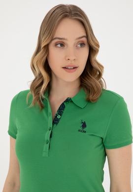Kadın Yeşil Basic Polo Yaka Tişört - 50280060084