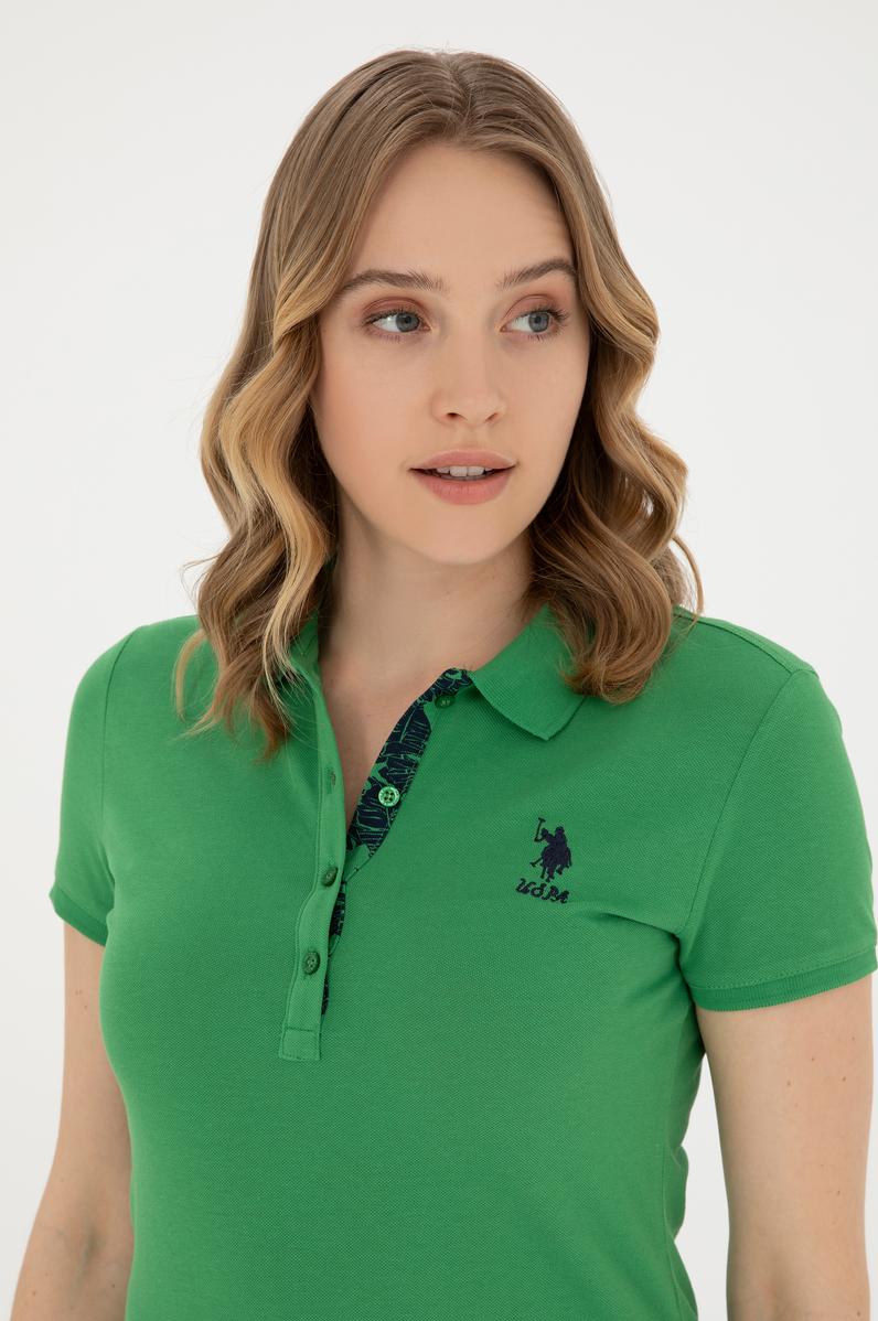 Kadın Yeşil Basic Polo Yaka Tişört