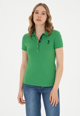 Kadın Yeşil Basic Polo Yaka Tişört - 50280060084