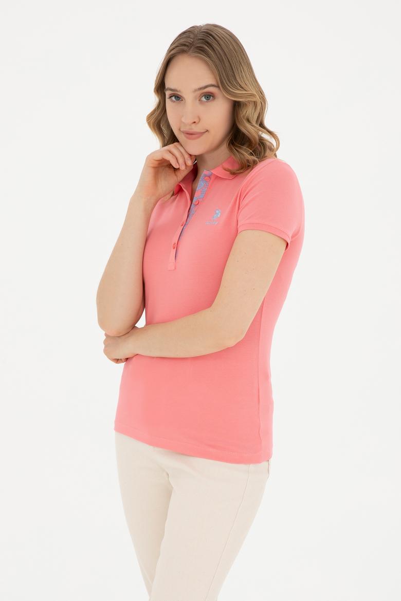 Kadın Neon Pembe Basic Polo Yaka Tişört