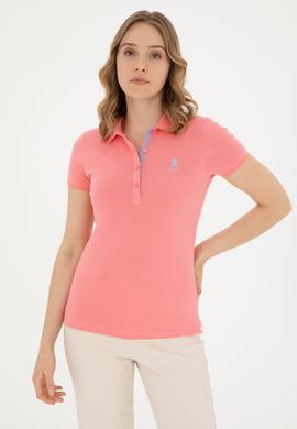 Kadın Neon Pembe Basic Polo Yaka Tişört - 50280060180