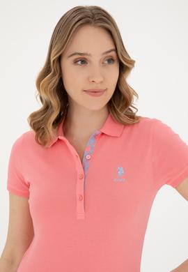 Kadın Neon Pembe Basic Polo Yaka Tişört - 50280060180