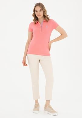 Kadın Neon Pembe Basic Polo Yaka Tişört - 50280060180