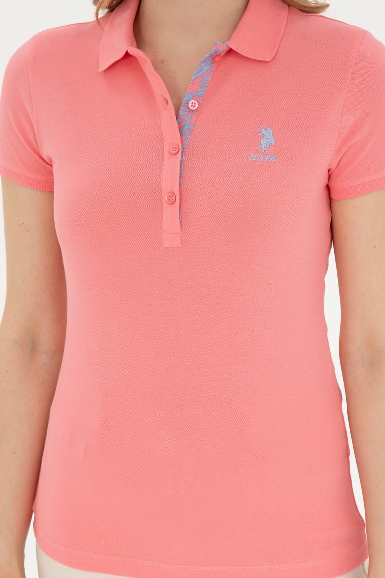 Kadın Neon Pembe Basic Polo Yaka Tişört - 50280060180
