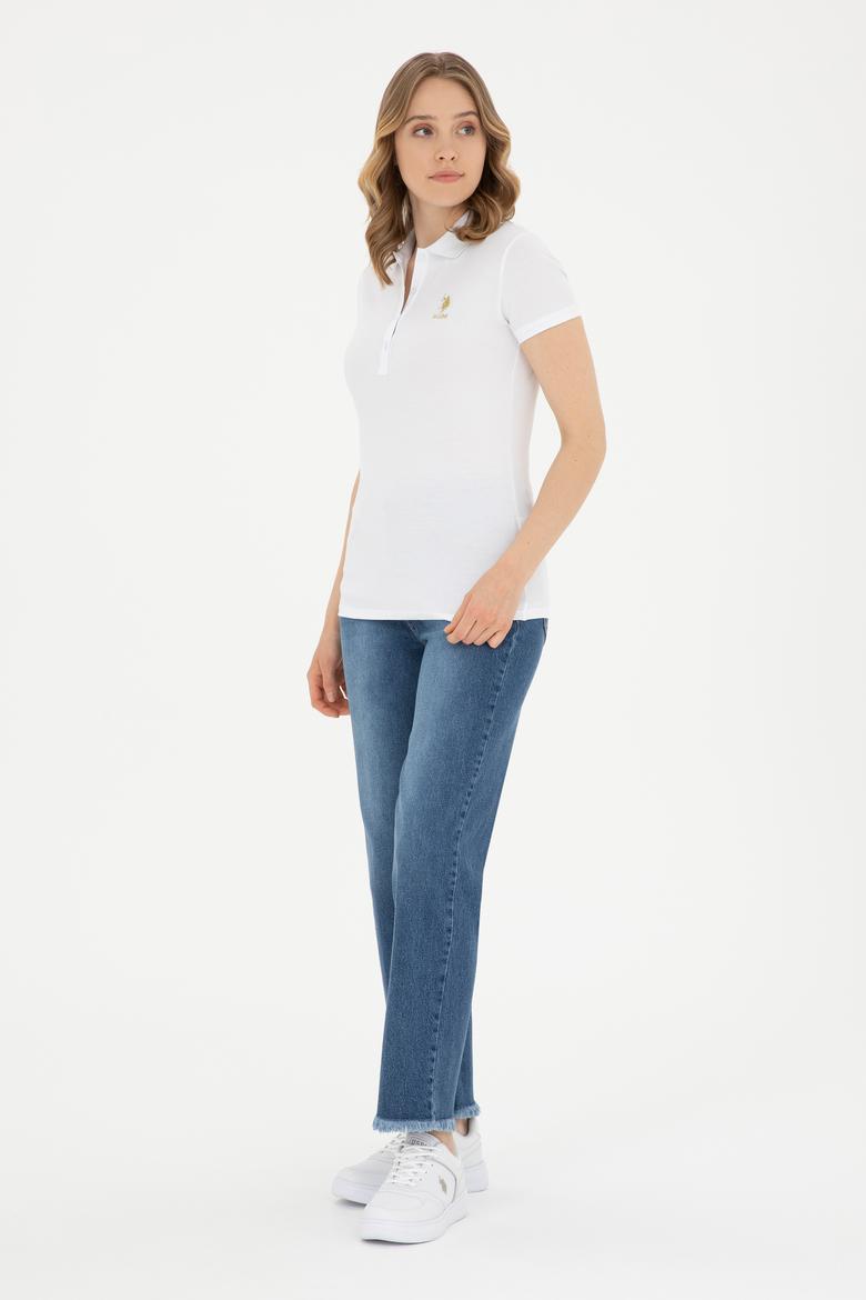 Kadın Beyaz Basic Polo Yaka Tişört - 50280065004