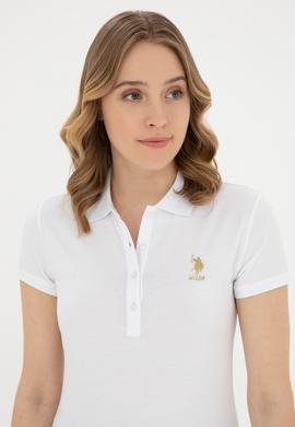 Kadın Beyaz Basic Polo Yaka Tişört - 50280065004