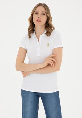 Kadın Beyaz Basic Polo Yaka Tişört - 50280065004