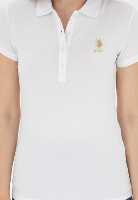 Kadın Beyaz Basic Polo Yaka Tişört - 50280065004