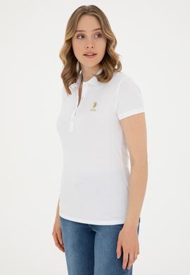 Kadın Beyaz Basic Polo Yaka Tişört - 50280065004