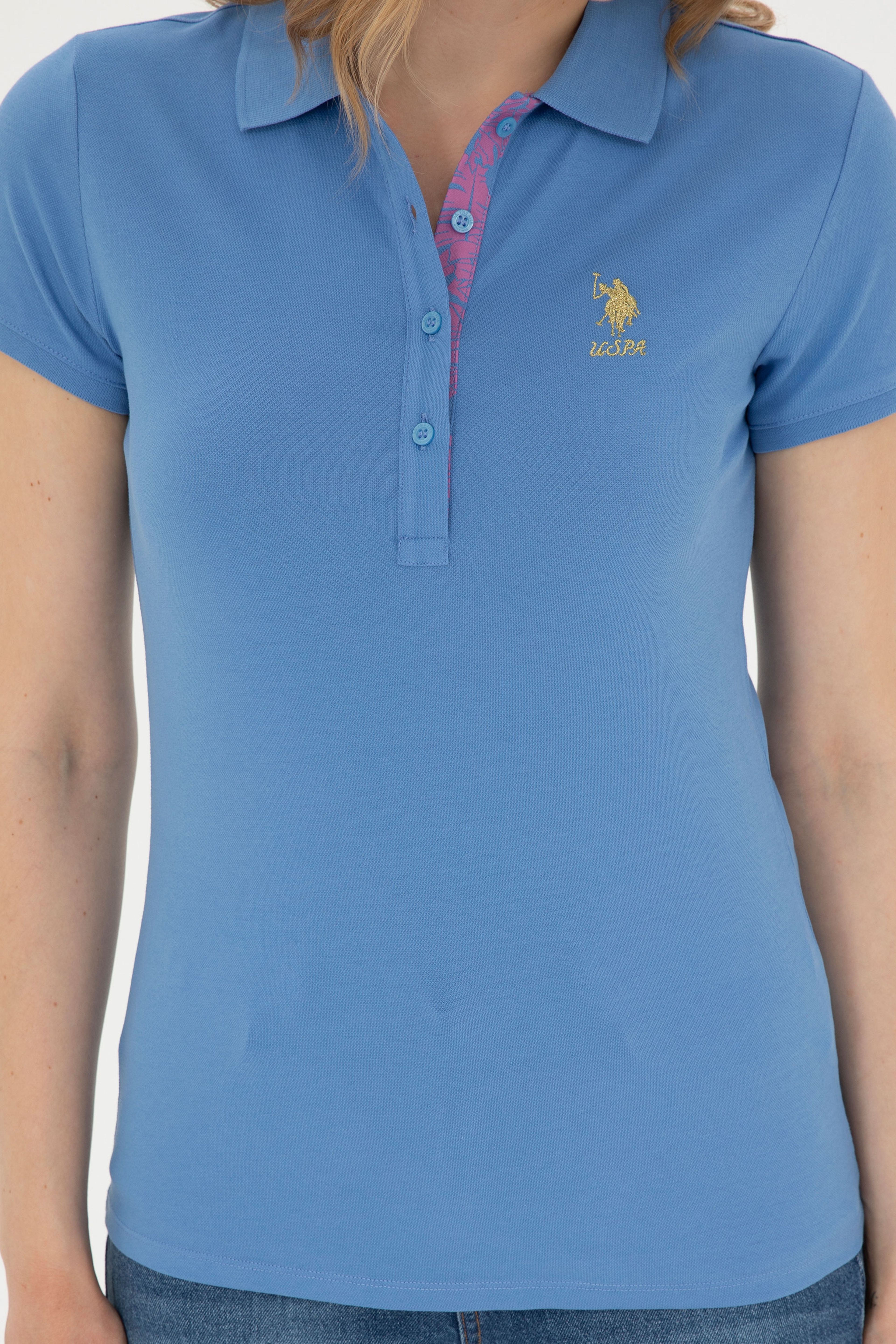 Kadın Koyu Mavi Basic Polo Yaka Tişört