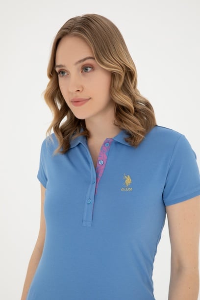 Kadın Koyu Mavi Basic Polo Yaka Tişört