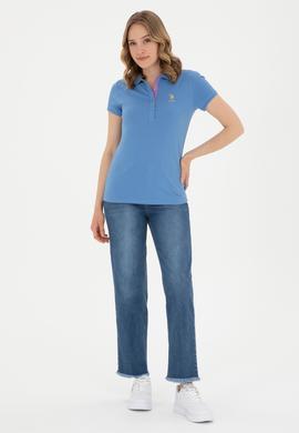 Kadın Koyu Mavi Basic Polo Yaka Tişört - 50280065146