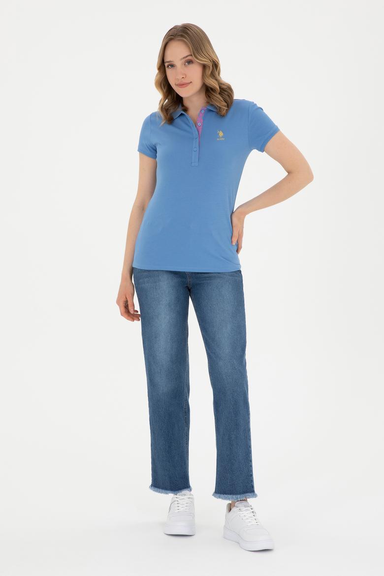 Kadın Koyu Mavi Basic Polo Yaka Tişört - 50280065146