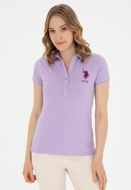Kadın Lila Basic Polo Yaka Tişört - 50280066045