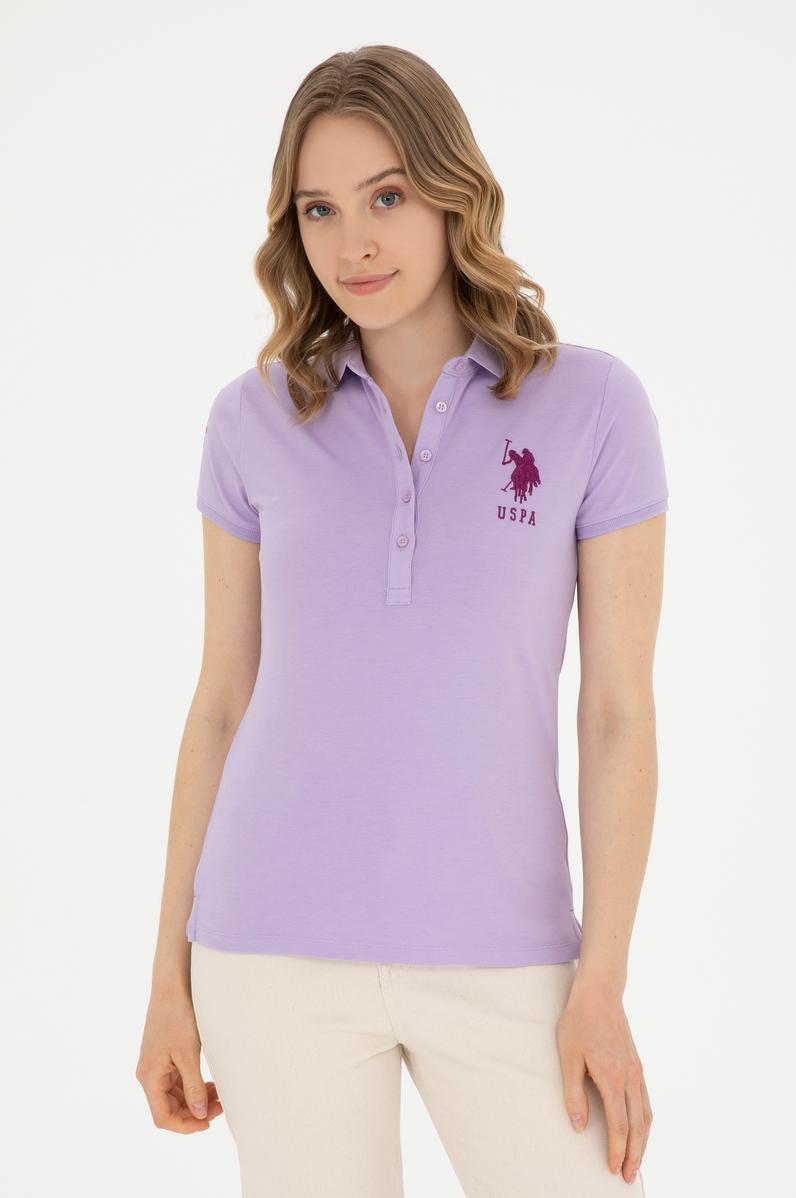 Kadın Lila Basic Polo Yaka Tişört