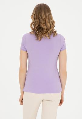 Kadın Lila Basic Polo Yaka Tişört - 50280066045