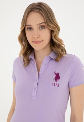 Kadın Lila Basic Polo Yaka Tişört - 50280066045