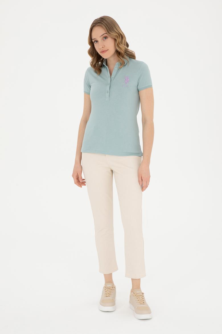 Kadın Su Yeşili Basic Polo Yaka Tişört - 50280066079